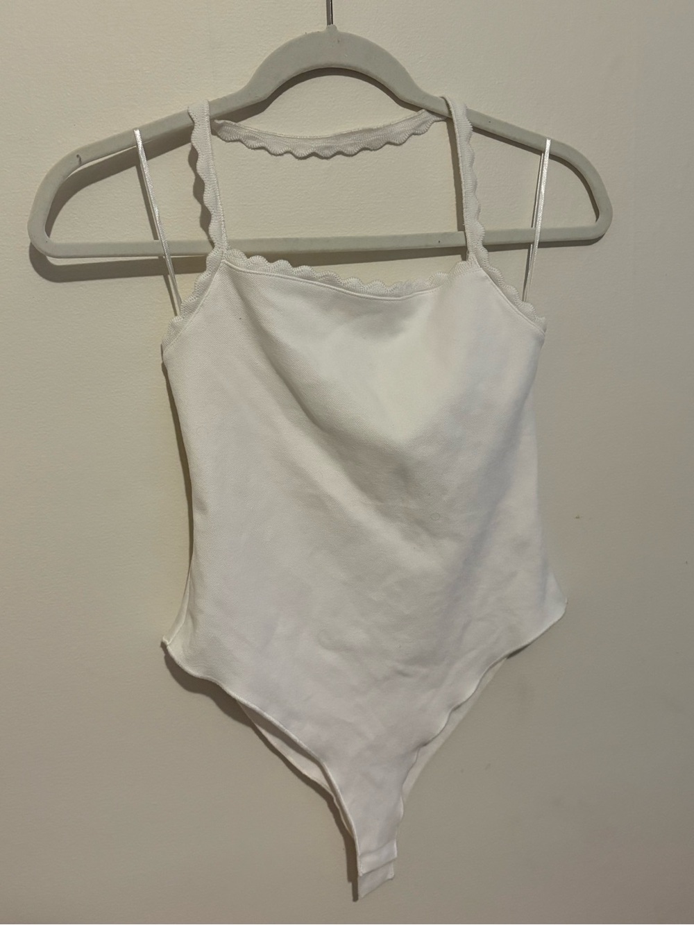 Zara White Scalloped Strap bodysuit